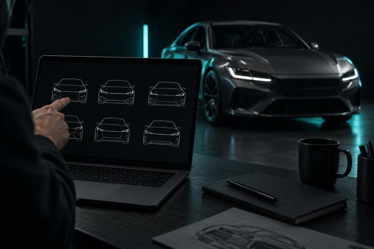 Choosing a body drawing on a laptop