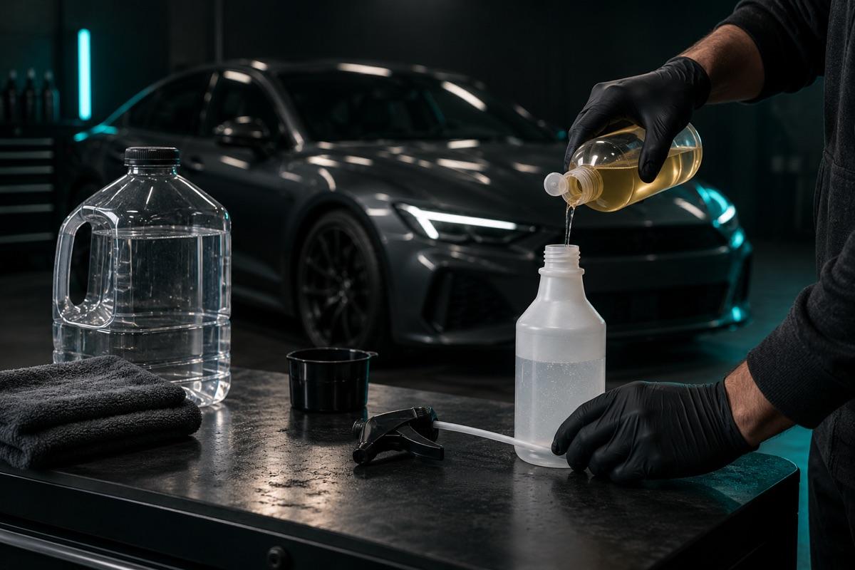 Mixing slip solution in a spray bottle