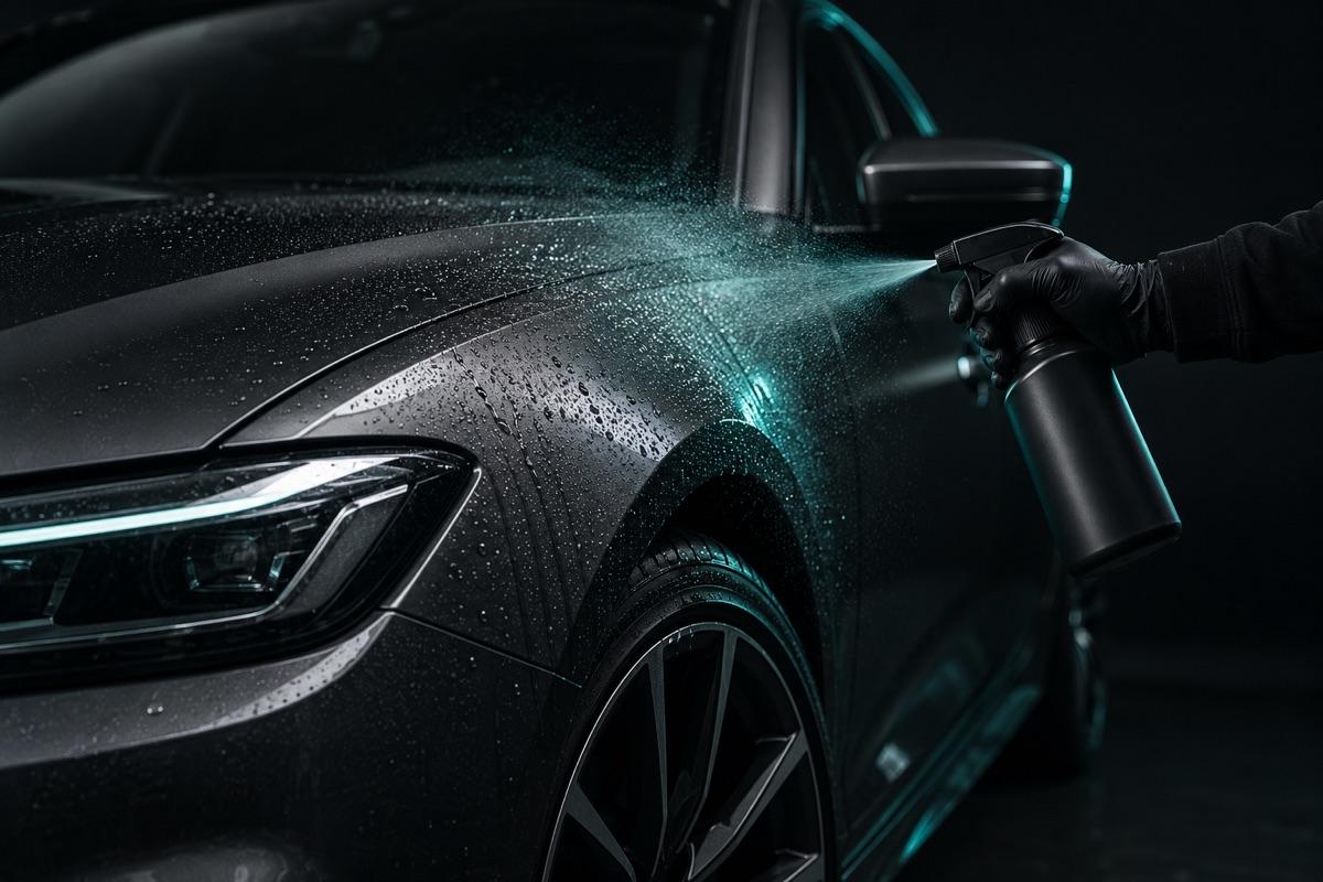Spraying slip solution over a fender