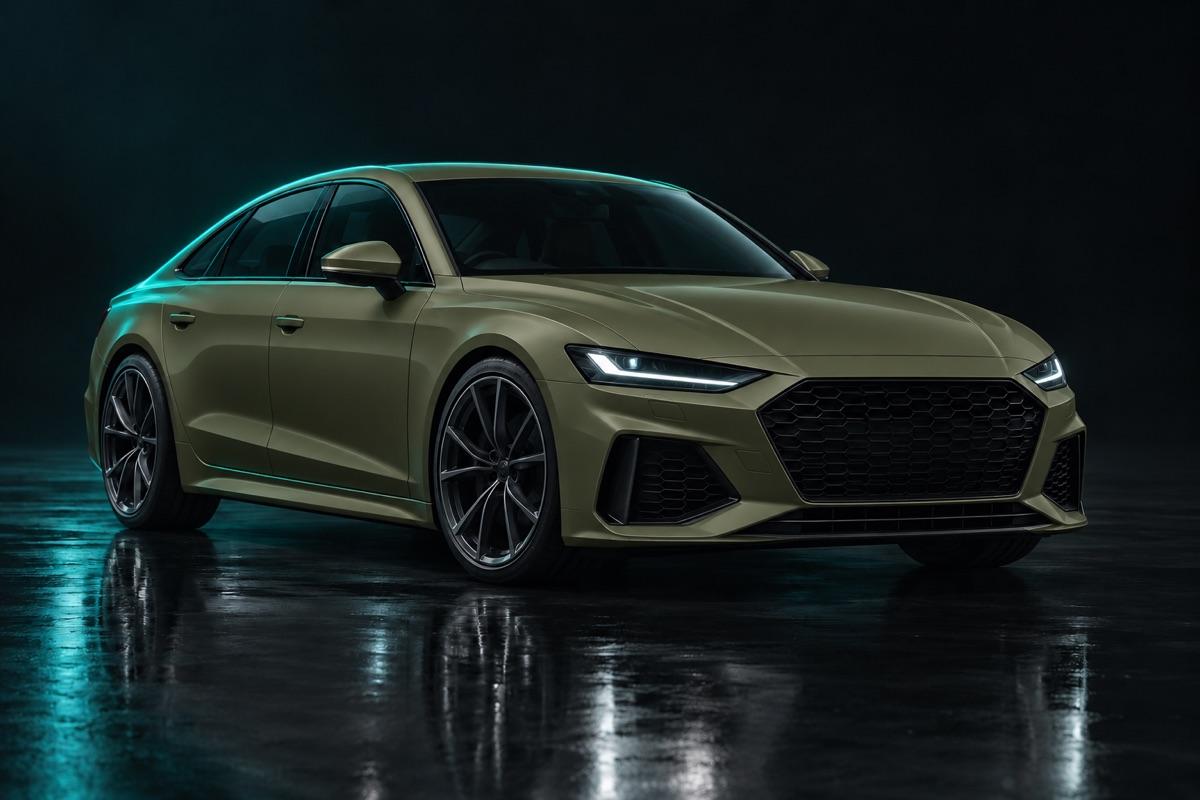 Khaki Green colour film on a sports sedan