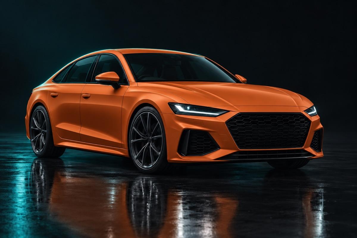 Sunset Orange colour film on a sports sedan