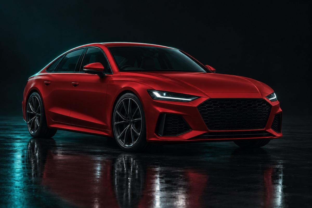 Volcanic Red colour film on a sports sedan